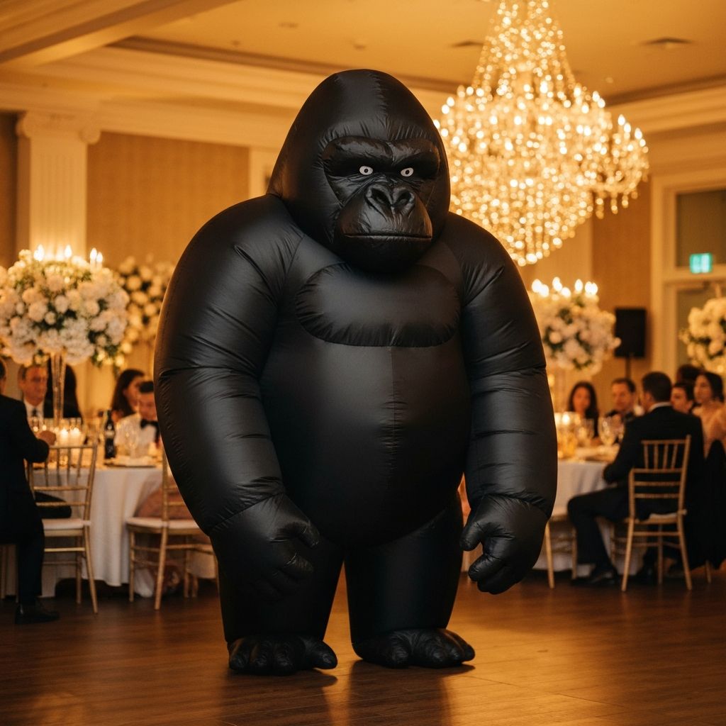 Gorilla grand entrance at a wedding